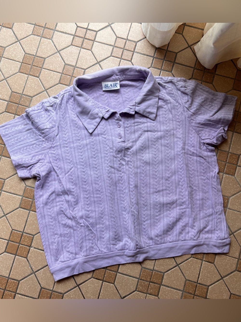 Vintage women’s lilac lightweight short sleeve sweater polo